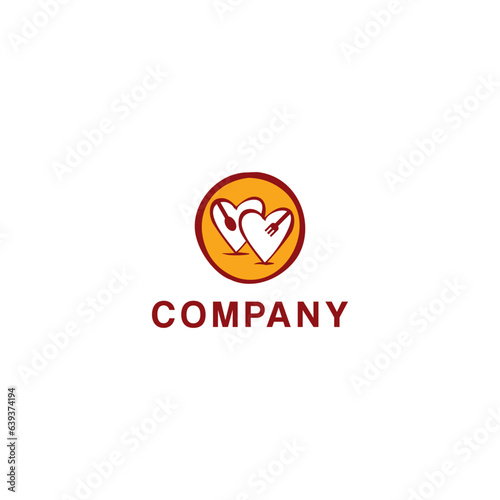 Food testy food heart loving logo design, restaurant logo, plate and spoon, food, testy, editable vector 