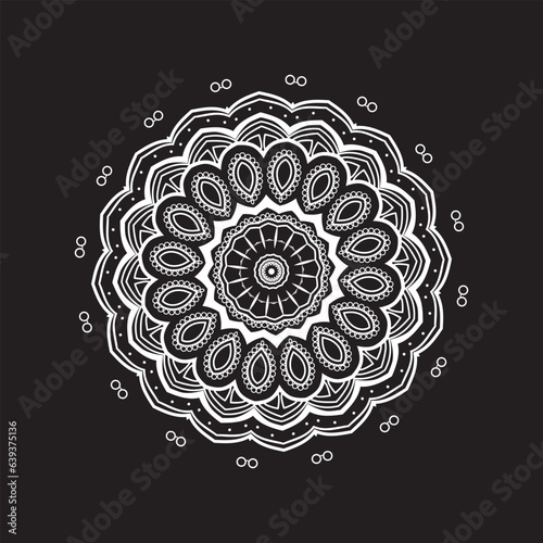 Luxury ornamental mandala design background, Luxury wedding invitation, Ornamental floral corner frame, black background with line mandala decoration, coloring