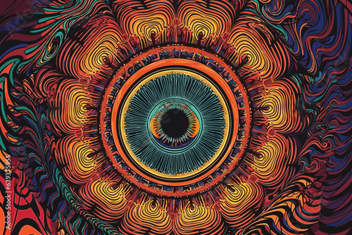 background with circles Abstract colorful psychedelic acid trip portal Ector vector art generative AI