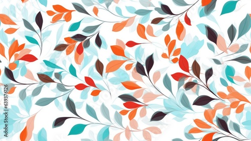 Colorful leaves seamless pattern isolated on white background. Generative AI