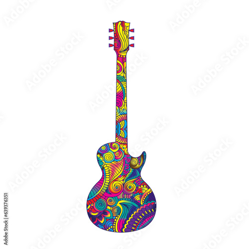 guitar mandala illustration zentangle illustration coloring page coloring  book