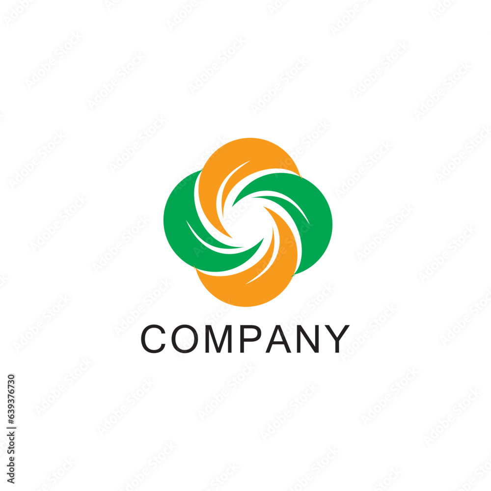  leaf circle care eco green friendly logo design editable