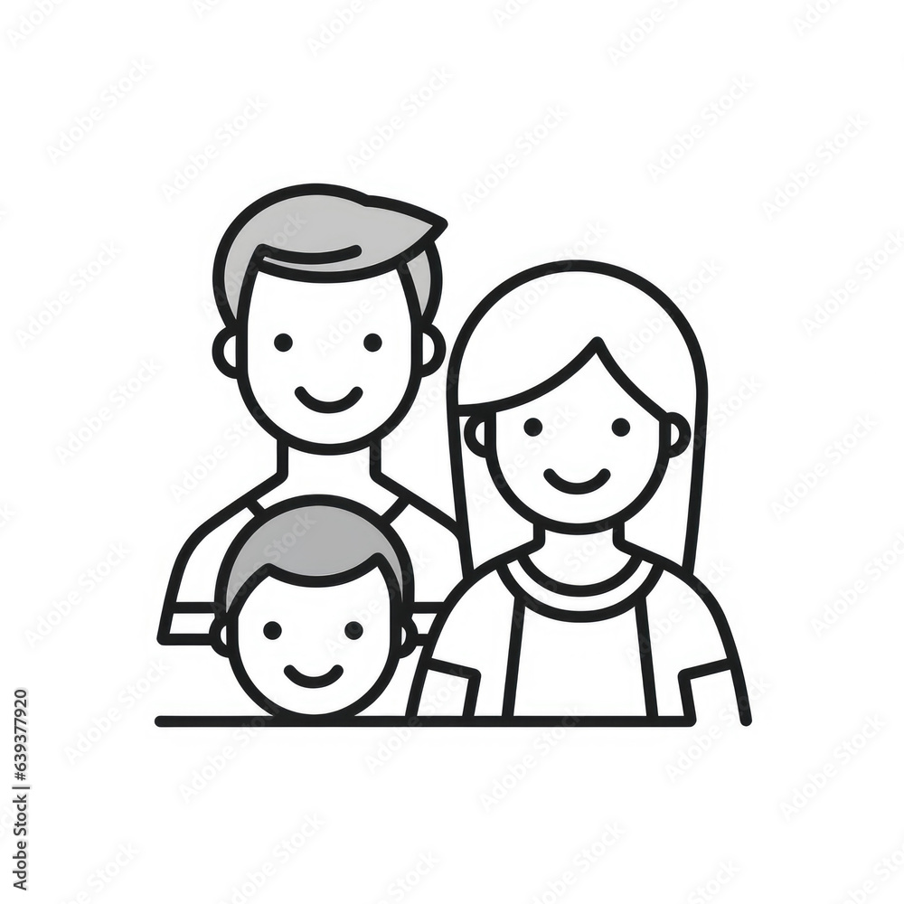 Family, parents and child, linear icon. Line with editable stroke Family, parents and child, linear icon. Line with editable stroke
