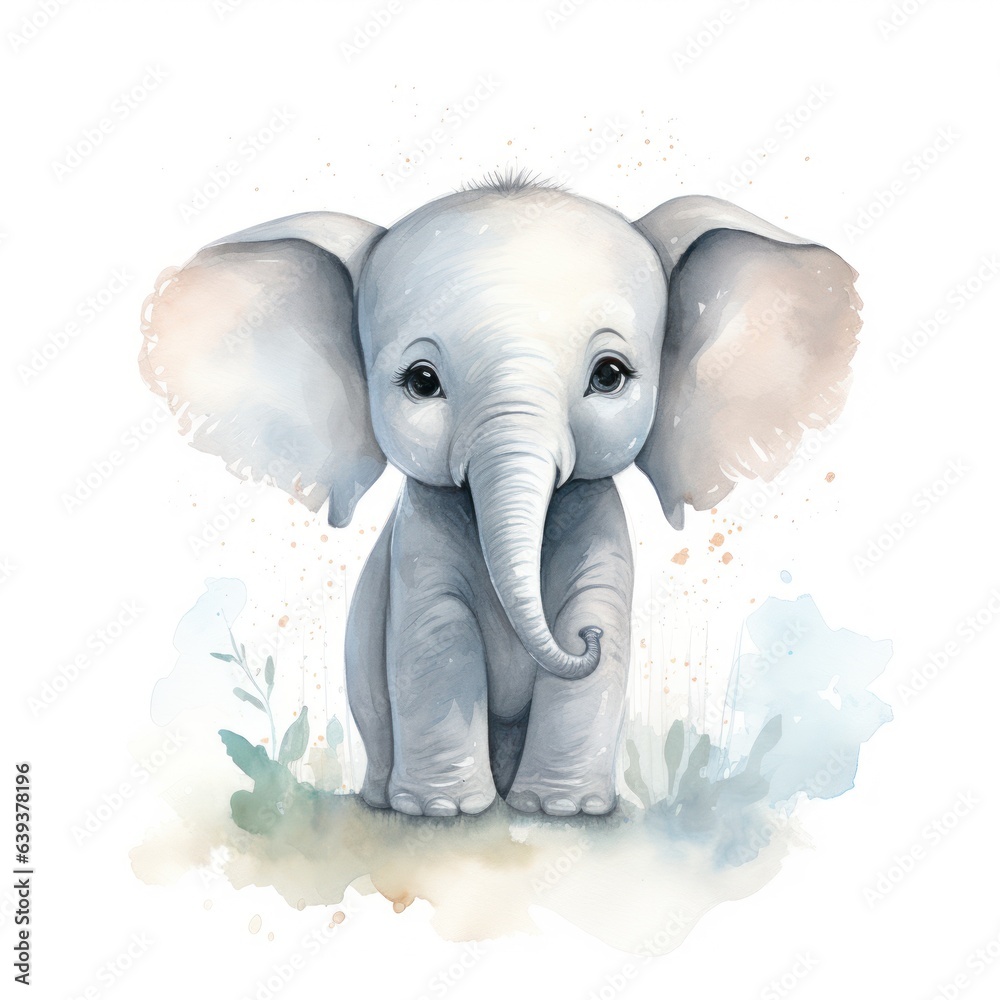 Soft and Dreamy Cut Elephant Clipart AI Generated