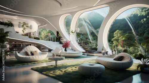 Futuristic Tech House with Eco-Friendly Design: Carbon Materials, Efficiency, and Sunlight-Filled Interior for Contemporary Living