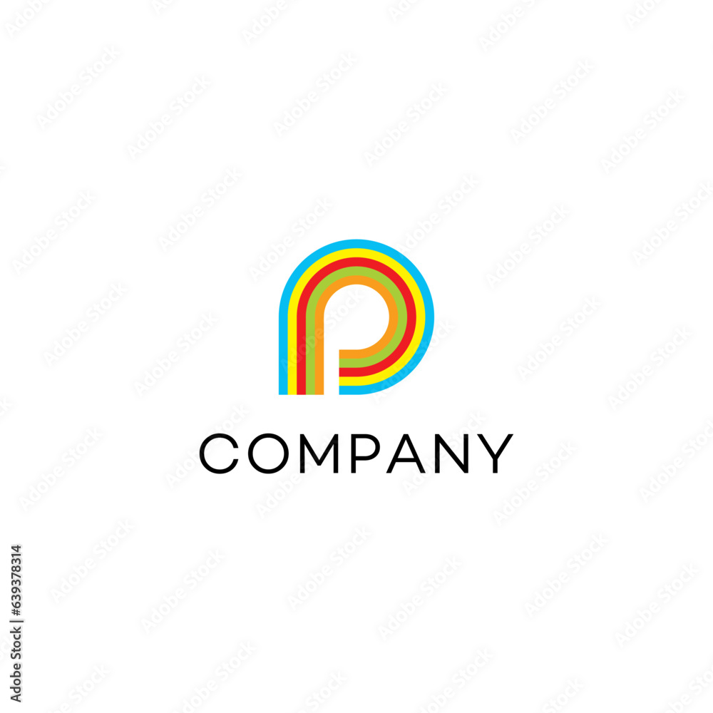 Rainbow p logo design typography