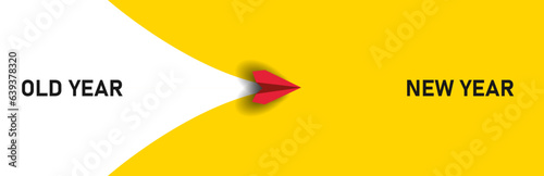 red airplane flying from old year to new year.2026 new year, christmas idea concept.