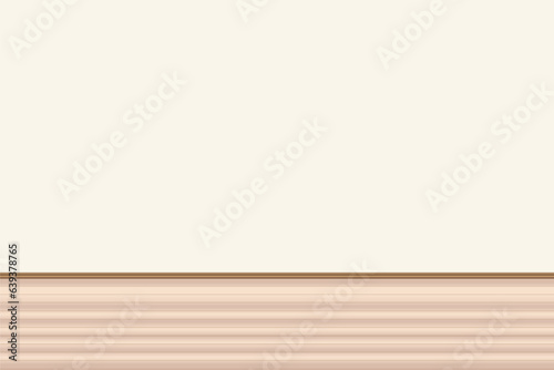 Empty room with blank wall and wooden parquet floor, vector illustration