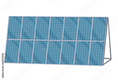 Solar panel row for solar farms isolated on white, vector illustration