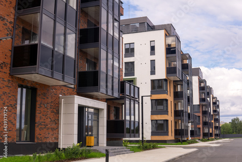 quarter of new five-story city houses photo