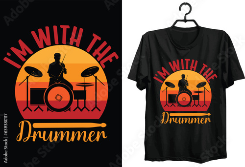Drummer T-shirt Design. Funny Gift Item Drummer T-shirt Design For All People And Drum Lovers.