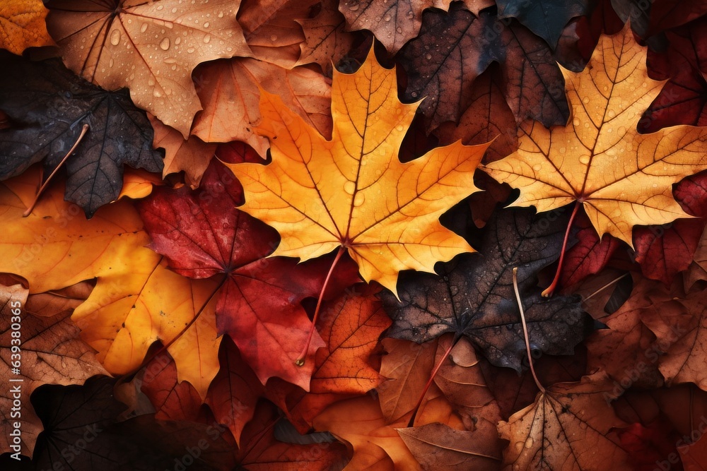 Fallen autumn leaves, fall season background