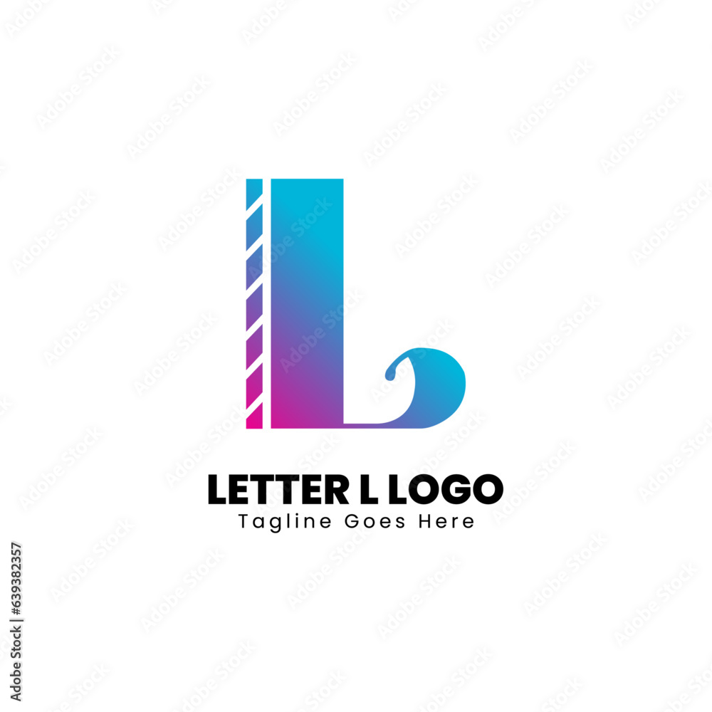 L Letter Logo Icon Pink and blue color gradient Design template Element vector art
