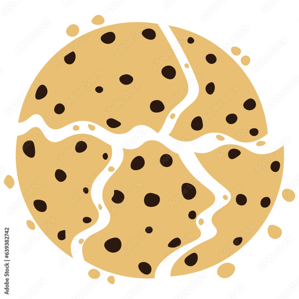 Cracked chocolate chip cookies cartoon. Vector illustration. Cracked chocolate chip cookies cartoon. Vector illustration.