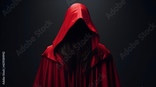 Mysterious Person in a Shiny Red Cloak Generative AI
