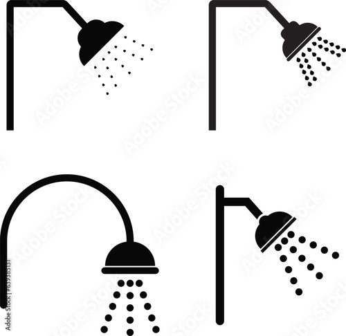 Shower Icons Set Hygiene room illustration Bathroom Washing Cleaning Vector icon