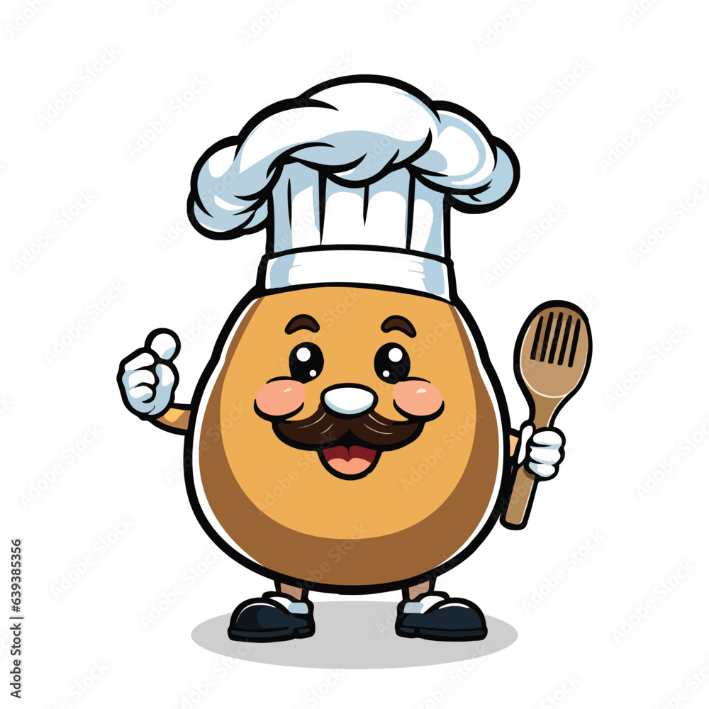 Cute potato chef cartoon character thumbs up vector illustration Cute potato chef cartoon character thumbs up vector illustration