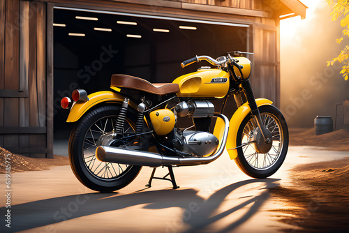 yellow motorcycle on the street  Generative ai