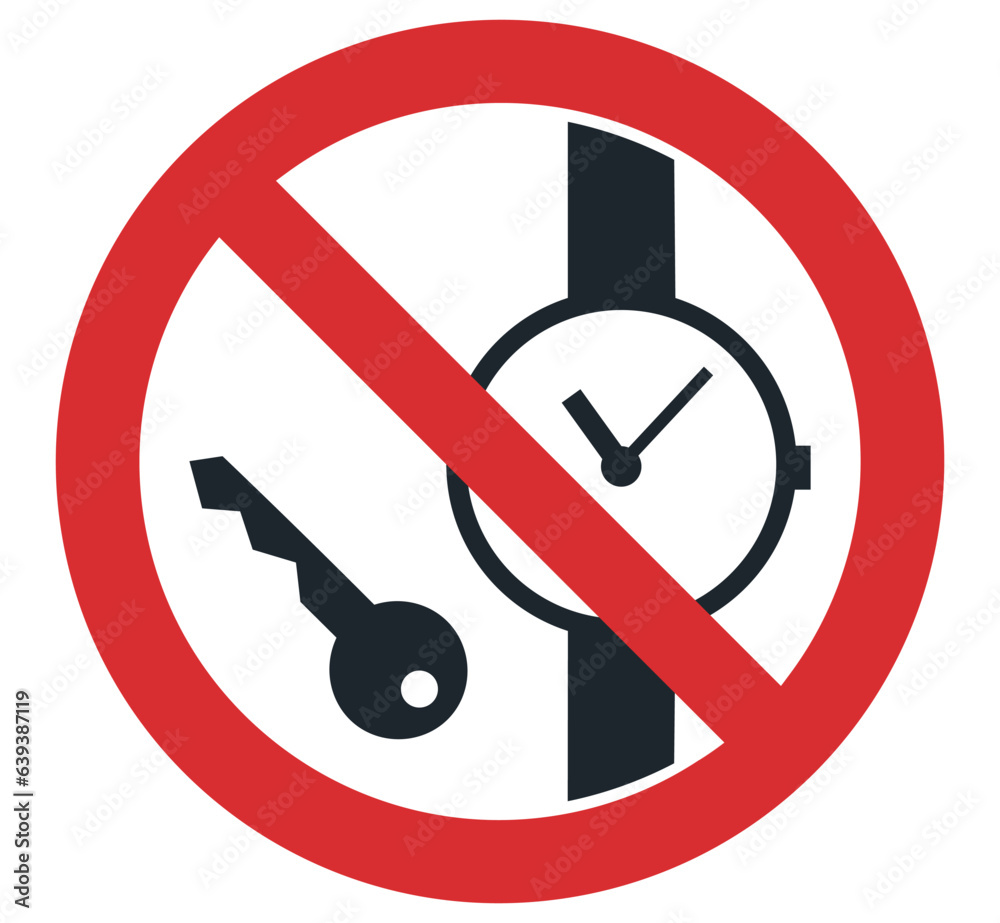 Metallic Articles or Watches Prohibited Symbol
Metallic Articles or Watches Prohibited Symbol