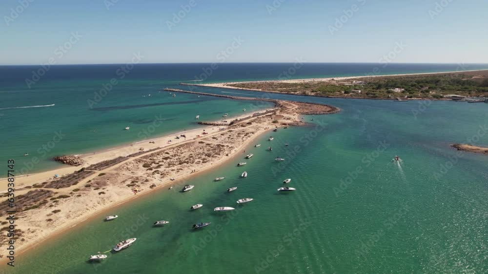 Aerial View Of Beautiful River And Coastline In Tavira, Algarve, Portugal At Summer