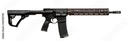Modern automatic rifle isolated on white background. Weapons for police, special forces and the army. Automatic carbine. Assault rifle on white.