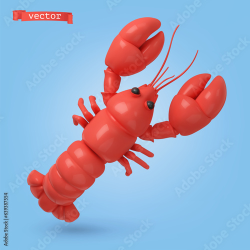 Lobster 3d cartoon vector icon