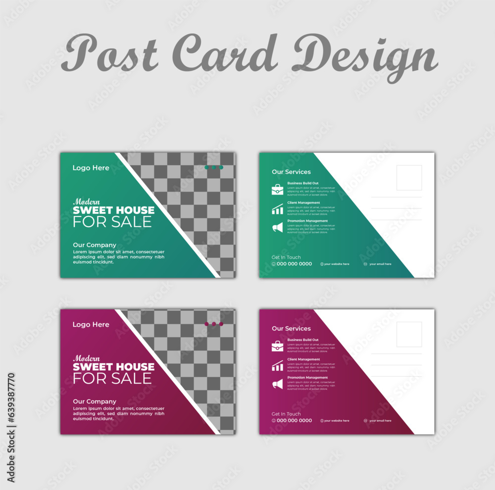 Corporate creative modern EDDM travel postcard template design. Corporate business or marketing agency postcard template