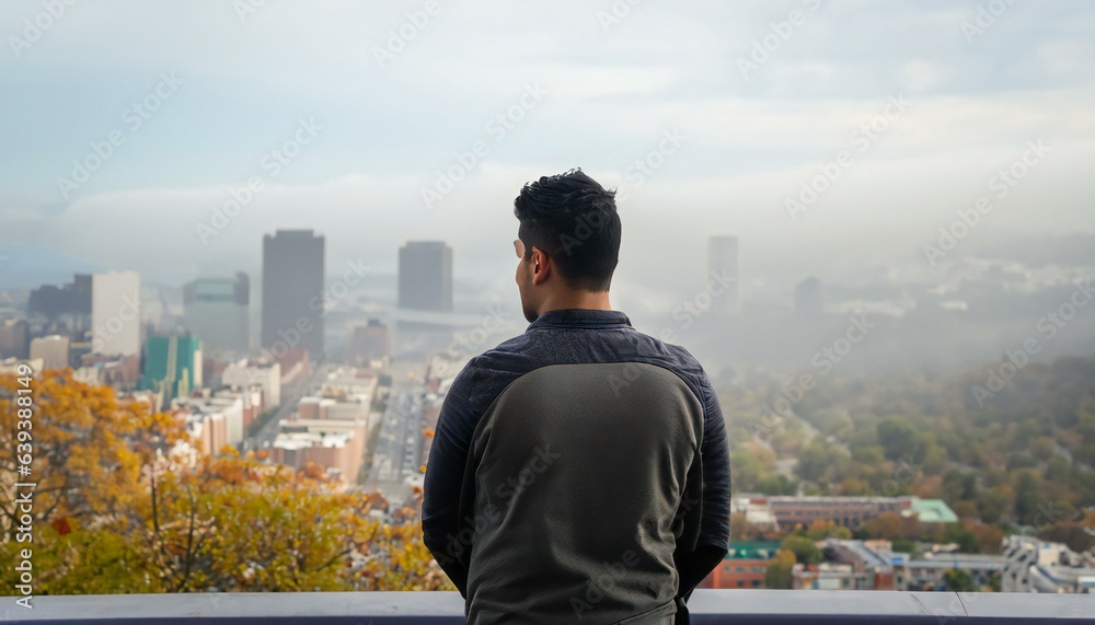 person looking at the city