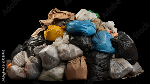 A stack of garbage bags piled up