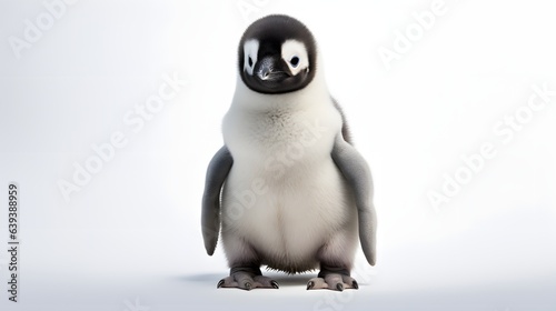 Penguin chick on white background