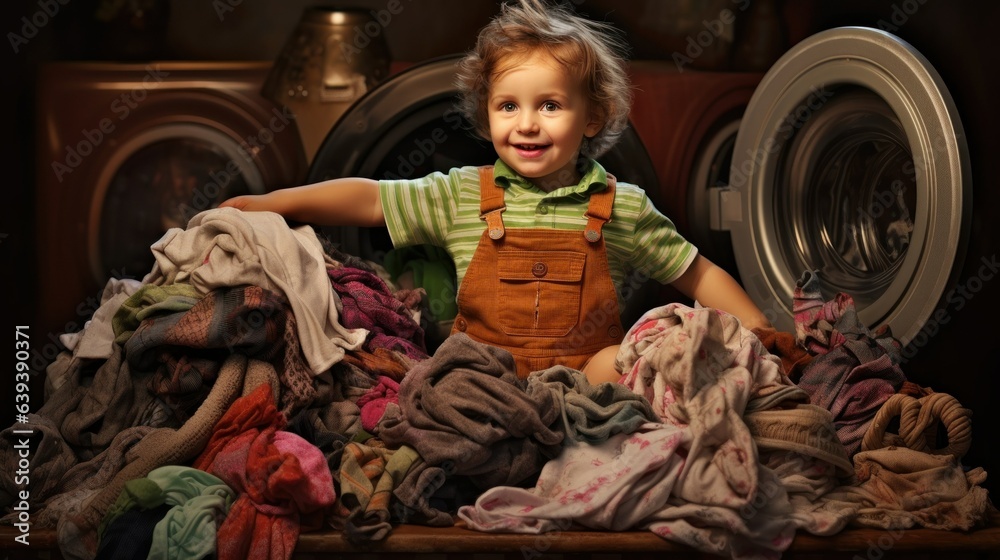 Little Helpers: Young Child Participating in Home Chores through Laundry