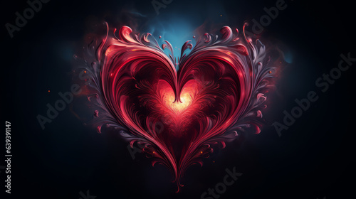 A red heart-shaped object on a