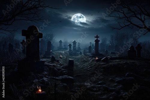 In the eerie graveyard, shadows dance among tombstones, whispering chilling tales of restless spirits and ghostly encounters.