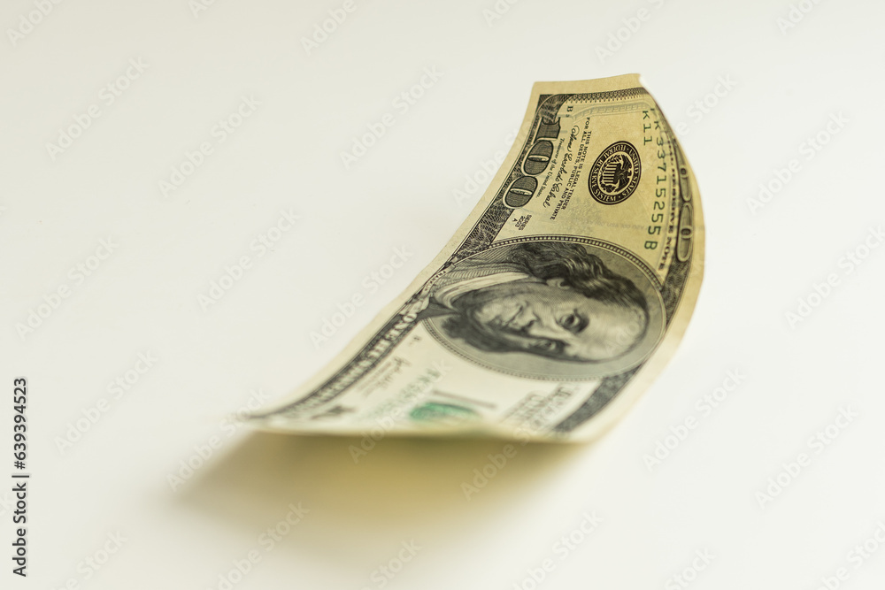 One hundred dollars banknotes isolated on white background One hundred dollars banknotes isolated on white background