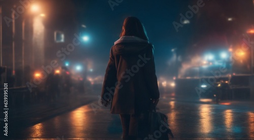 lonely girl walking in the dark, lonely woman walking