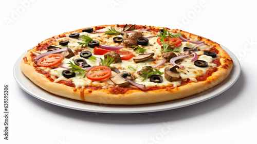 A delicious pizza with a variety of