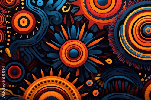 Abstract Background in Tribal Colors and African Patterns: A Tribute to Black History Month photo