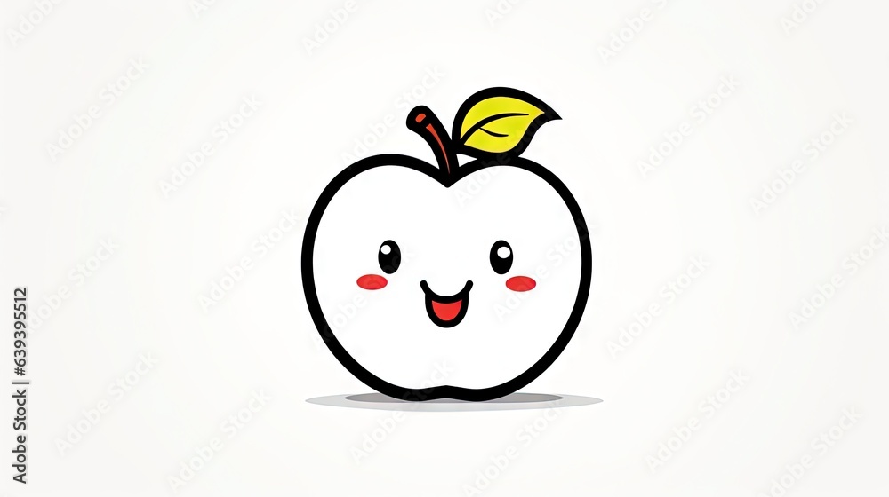 Obraz premium a white apple with a yellow leaf on top of it. generative ai