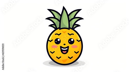  a cartoon pineapple with a happy face on it's face. generative ai