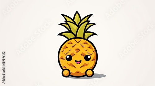  a cartoon pineapple sitting on the ground with its eyes closed. generative ai