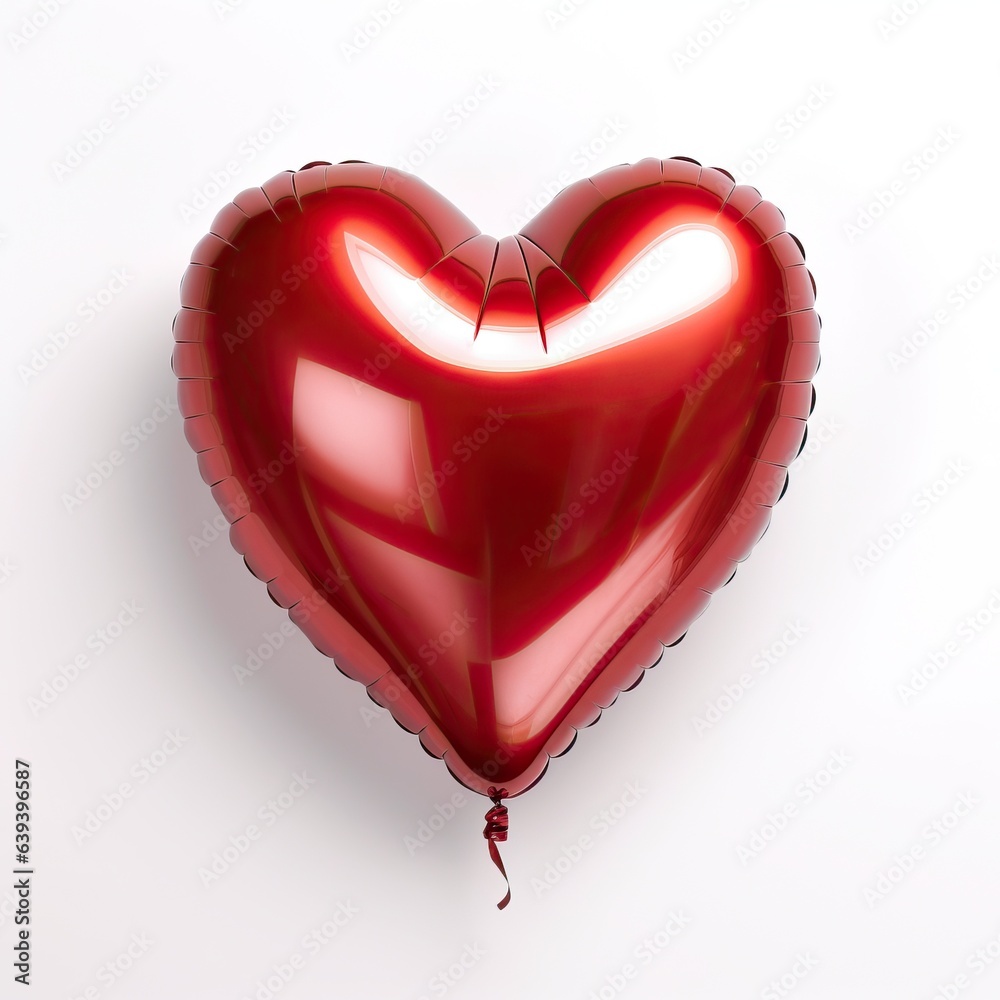 Heart-Shaped Love Balloon - Symbol of Affection and Romance on White Background Heart-Shaped Love Balloon - Symbol of Affection and Romance on White Background