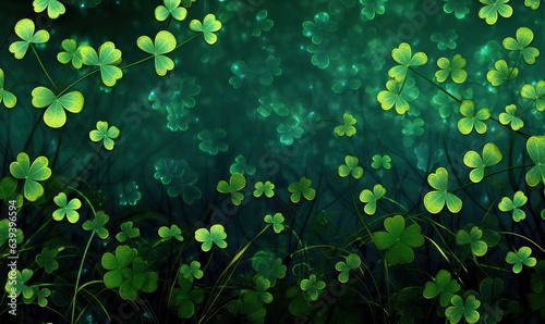 St. Patrick's Day Clover Leaves - Graphic Green Background