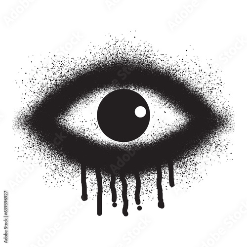 Eye icon graffiti with black spray paint