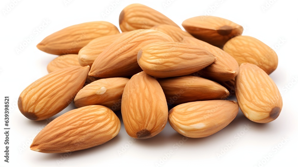 almonds on a white background almonds on a white background