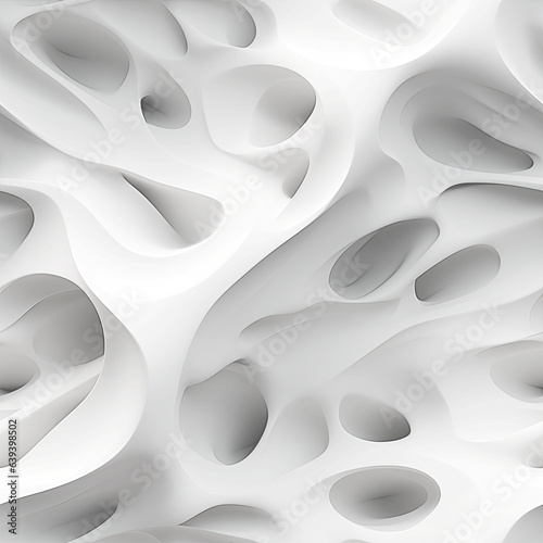 Abstract 3d white background  organic shapes seamless pattern texture.