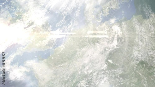 Zoom in from space and focus on Harker Heights, Texas, USA. 3D Animation. Background for travel intro. Elements of this image furnished by NASA photo