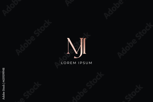 mji letter modern luxury style fashion brand luxury style design modern style creative golden wordmark design typography illustration, mj wordmark, mji logo