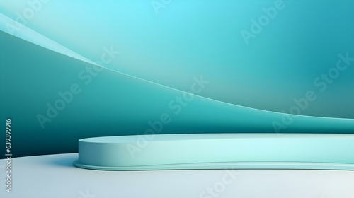 Abstract Studio Background in cyan Colors. Minimal Showroom for Product Presentation 