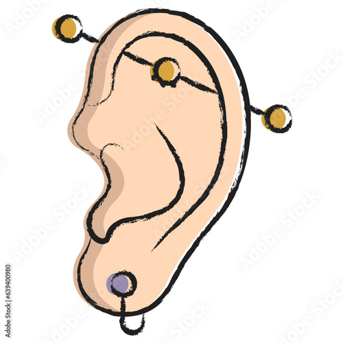 Hand drawn Ear piercing icon