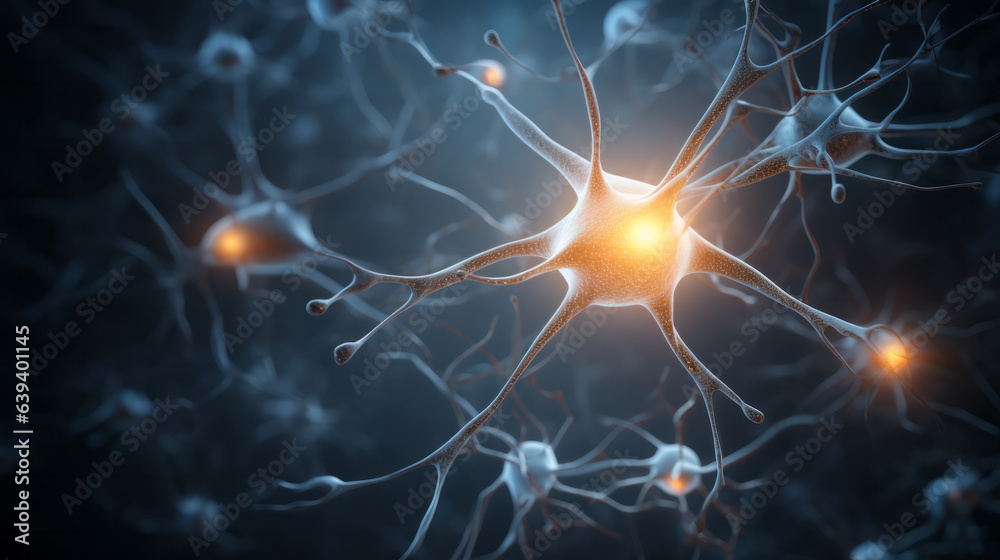A digitally rendered human brain in vivid A digitally rendered human brain in vivid